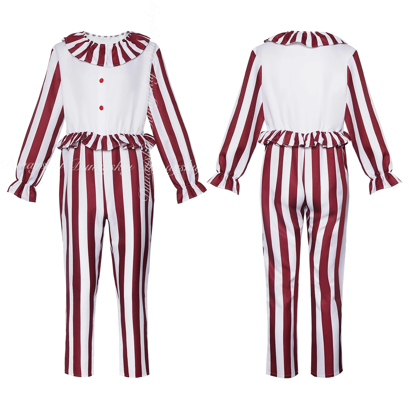 Clown in A Cornfield Movie The Clown One Character Cornfield Clown Cosy In Halloween Red Stripes Cosplay Costume Movie Full Suit