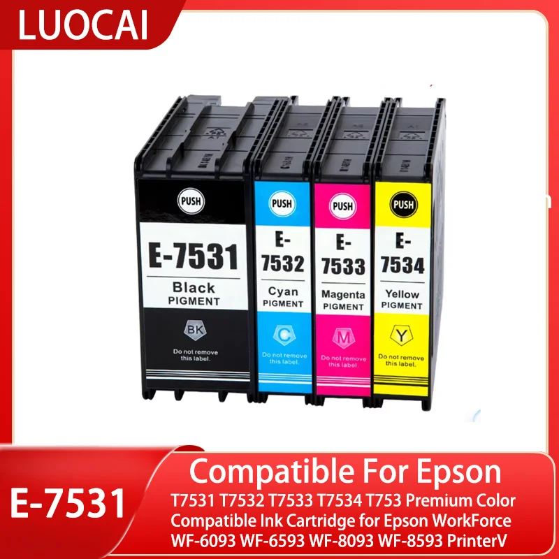 

T7531 T7532 T7533 T7534 T753 Premium Color Compatible Ink Cartridge for Epson WorkForce WF-6093 WF-6593 WF-8093 WF-8593 Printer