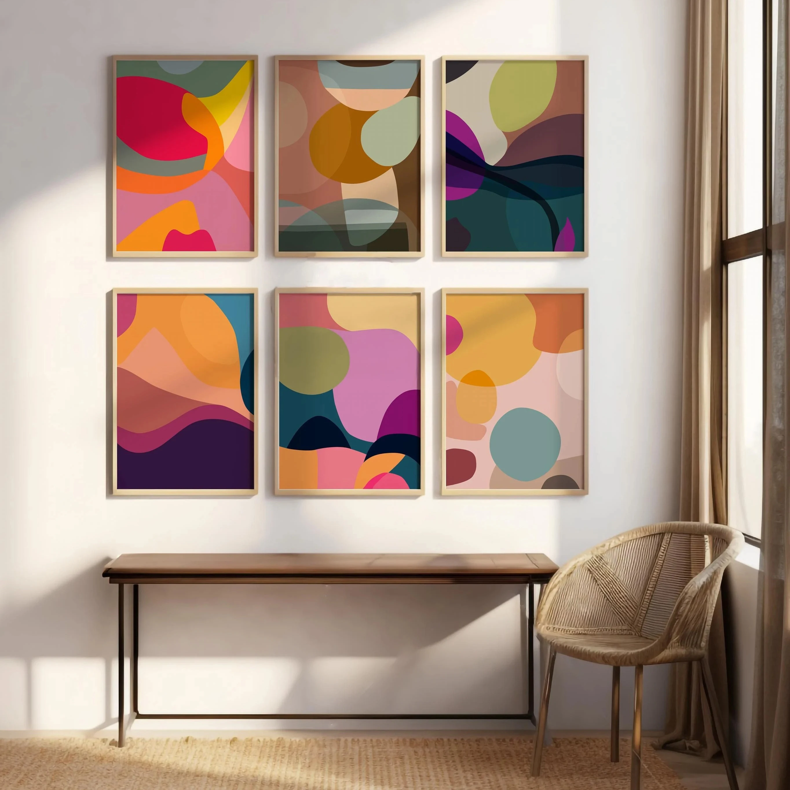 Fun Gallery Art Prints A set of 6 colorful prints on canvas suitable for modern home décor perfect for bedrooms and living ro