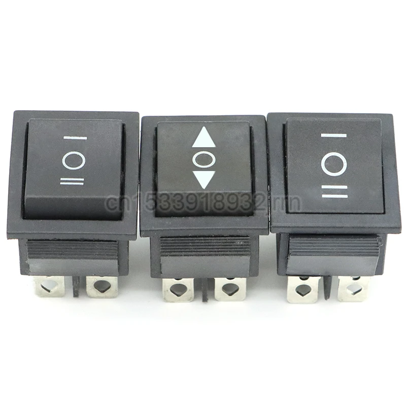 1PCS KCD4 25X31mm Black Rocker Switch 6 Pin 3 Position ON-OFF-ON Double Reset/Latch Switch 16A 250V 20A 125VAC