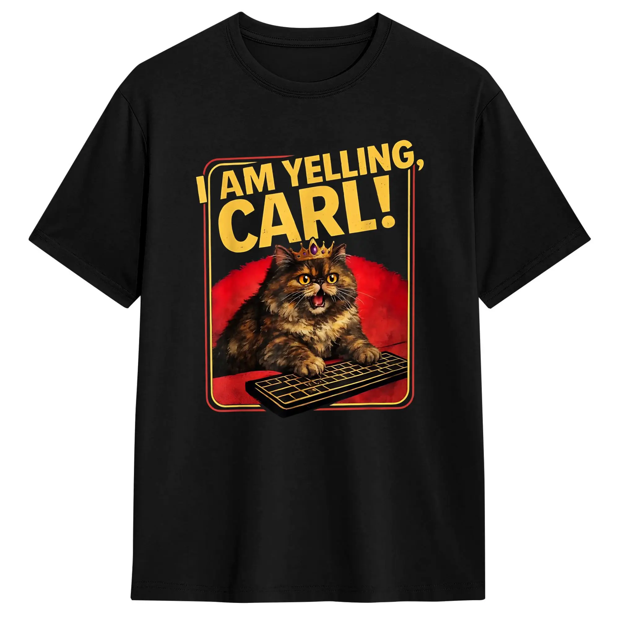 Dungeon Crawler Carl I Am Yelling Carl Funny Cat Meme Keyboard Rage Humor T-Shirt Summer Hip Hop T-Shirts Cotton O Neck 6XL Tops