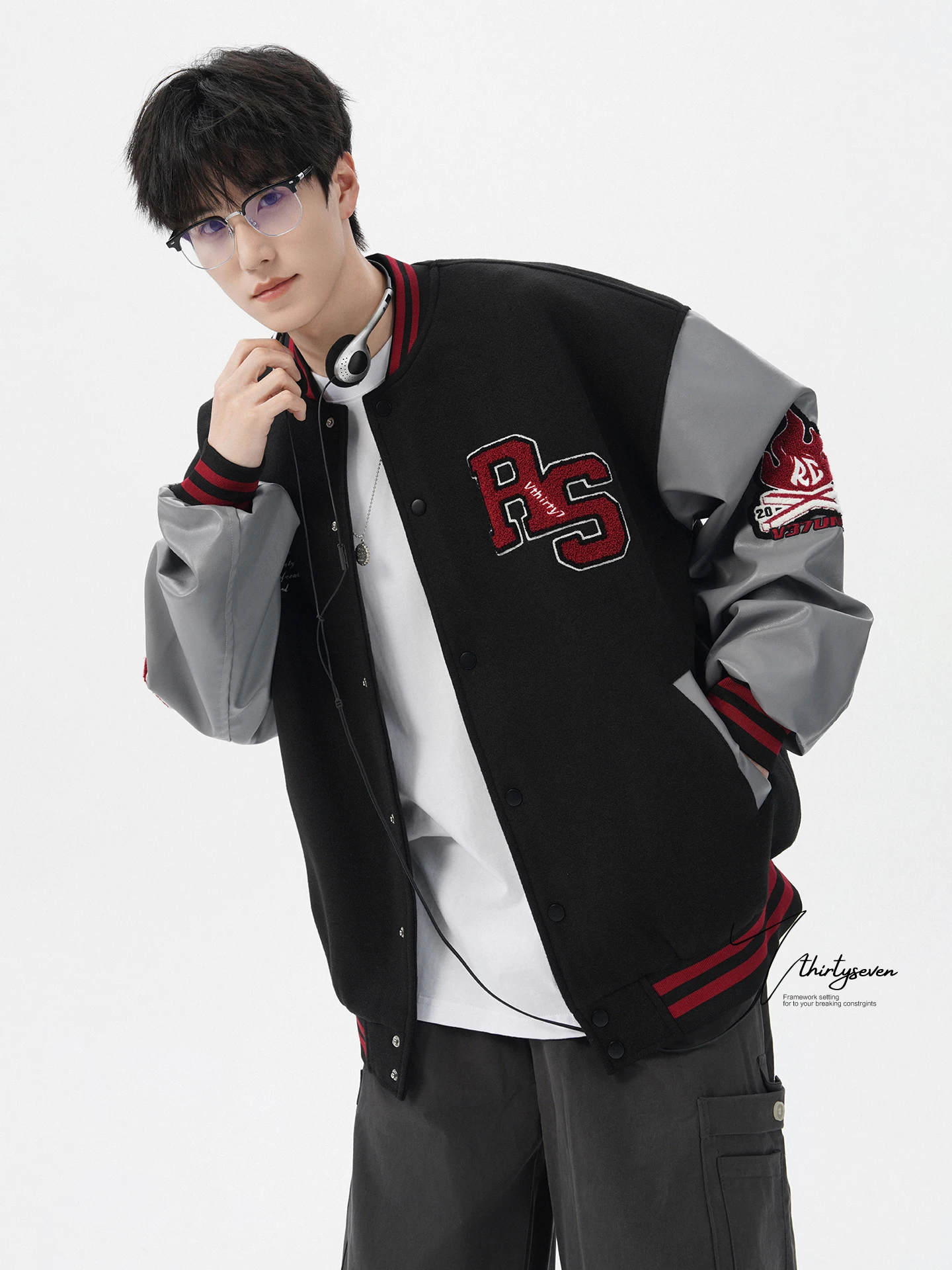 

V37 Модный бейсбольный мудж для мужчин, свободное полотенце для пар, вышивка, High Street, осенняя мода, полиэстер, длинный свеч