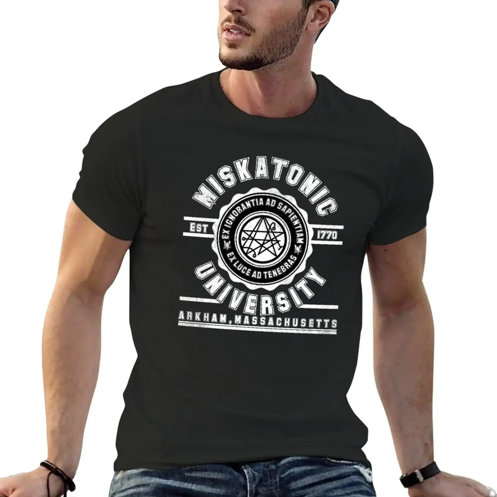 

University of Miskatonic // Alma Mater T-Shirt for a boy sports fans plain mens vintage t shirts