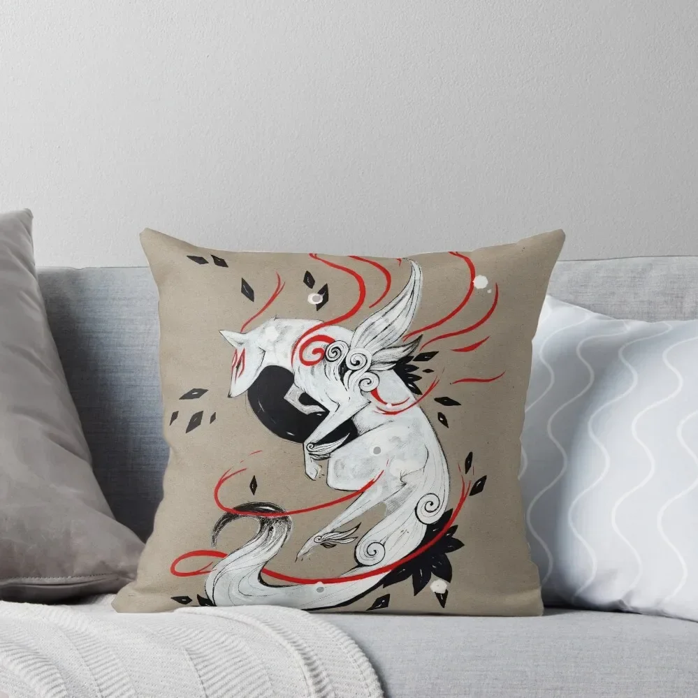 Okami Amaterasu RIBBONS Throw Pillow Cusions Cover Cushion Child Pillowcase Cushion Decorative Cushions For Luxury Sofa Pillow