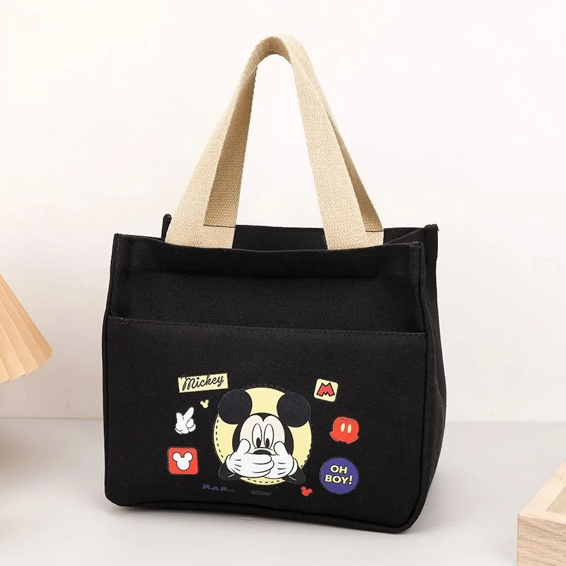 Nueva bolsa de almuerzo de mano portátil de alto valor con estampado de dibujos animados con personalidad creativa periférica de anime de Mickey Mouse de Disney