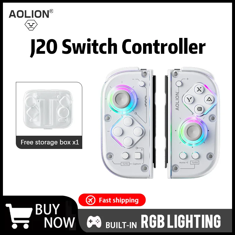 

Aolion J20 Knight Switch Controller Joycon Left And Right Controllers Hall Joystick Wireless Bluetooth Ns Split Game Controller