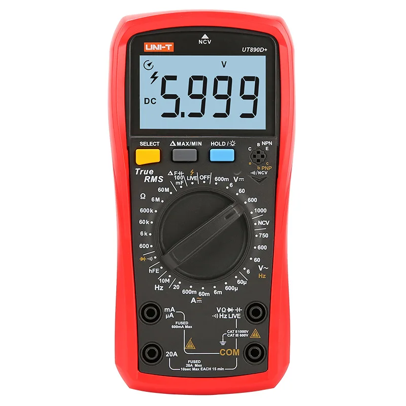 UNI-T UT890D+Multimeter Digital High Precision Multifunctional True RMS Manual Range Digital Display Electric Meter