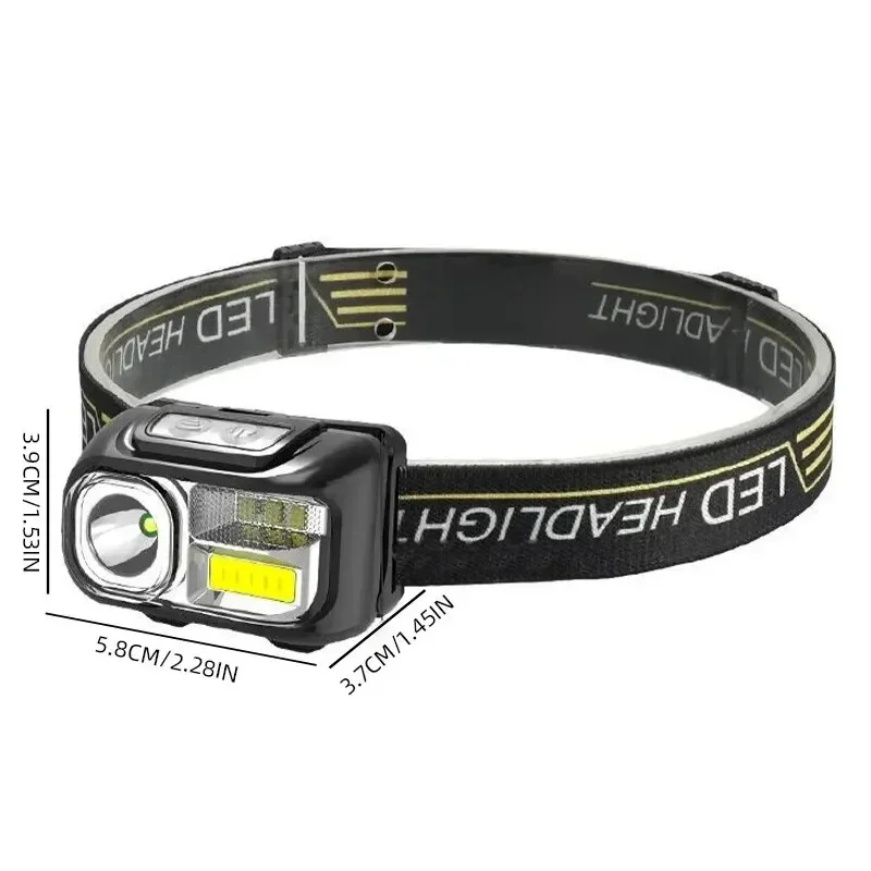 LED Strong Light Long-distance Sensing USB Charging Portable Head Mounted Light Outdoor Night Running Light Night Fishing Light