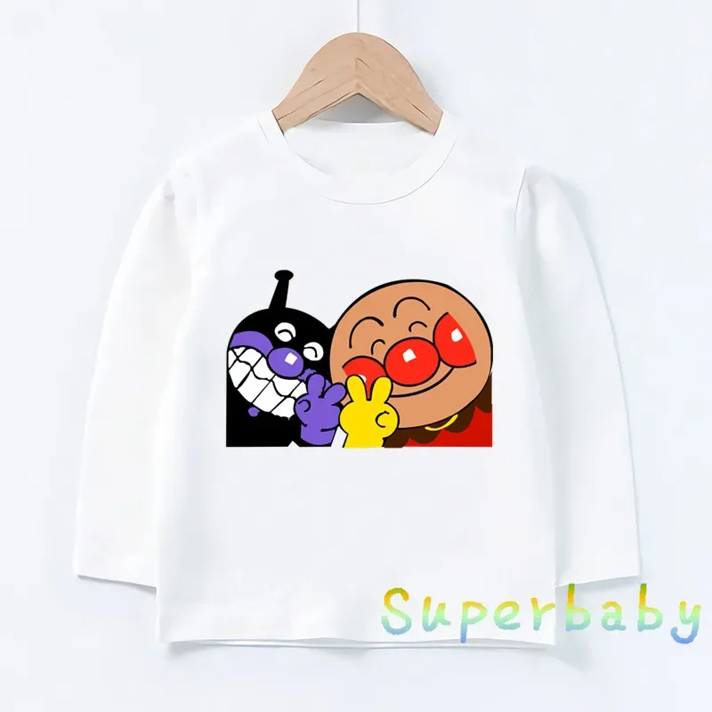 Hot Sale Anpanman and Baikinman Print Cartoon Kids T-Shirts Girls Clothes Baby Boys Long Sleeve T shirt Autumn Children Tops