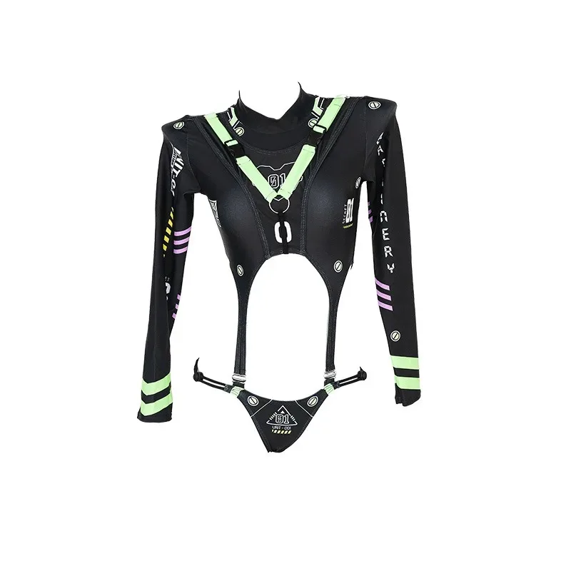 2025 New ew Anime Girls Dark Cyber Mechanical Sexy Cosplay Racers Women Costumes Swimwear Sport Bodysuit Stocking Linge