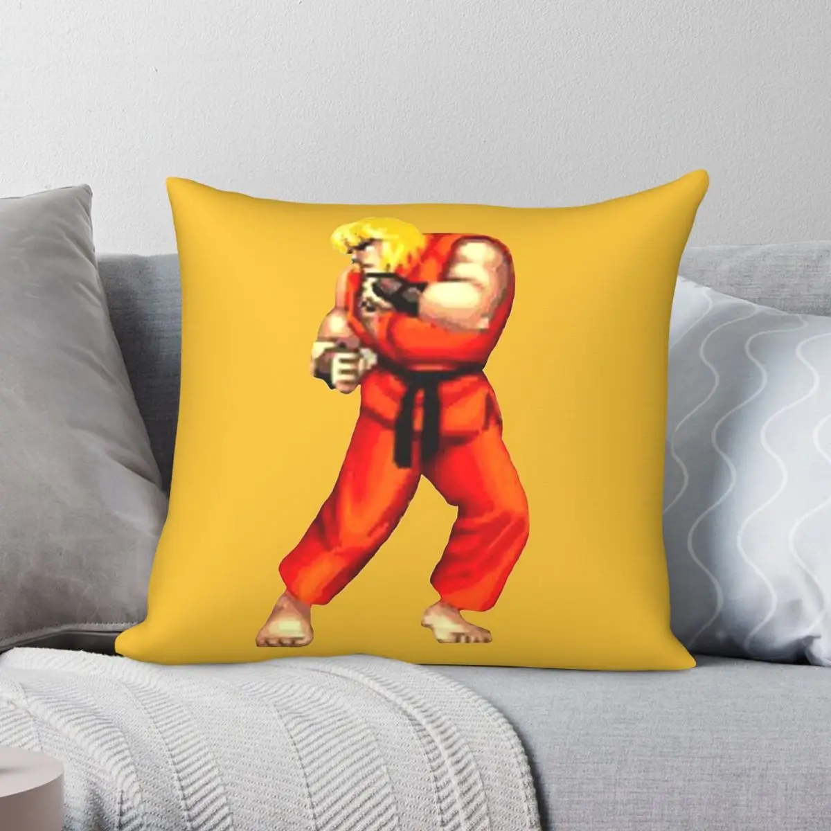 Street Fighter Ken Square Pillowcase Polyester Linen Velvet Printed Decorative Throw Pillow Case Home Cushion Cover Wholesale