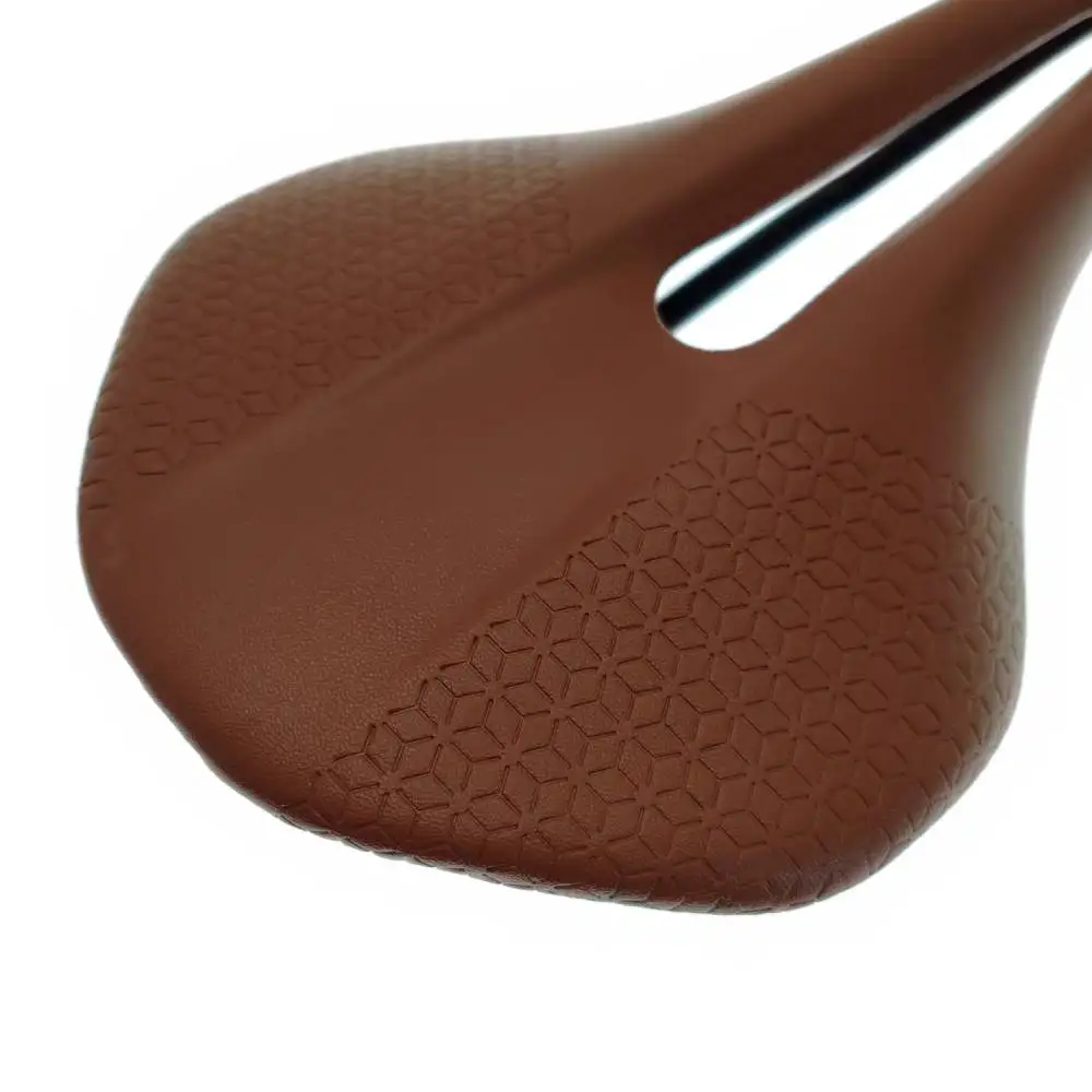 New Brown Leather Bicycle Saddle Hollow Breathable Light Weight Racing Bicycle Bike Seat Cushion Road Mountain Bike Parts 192g