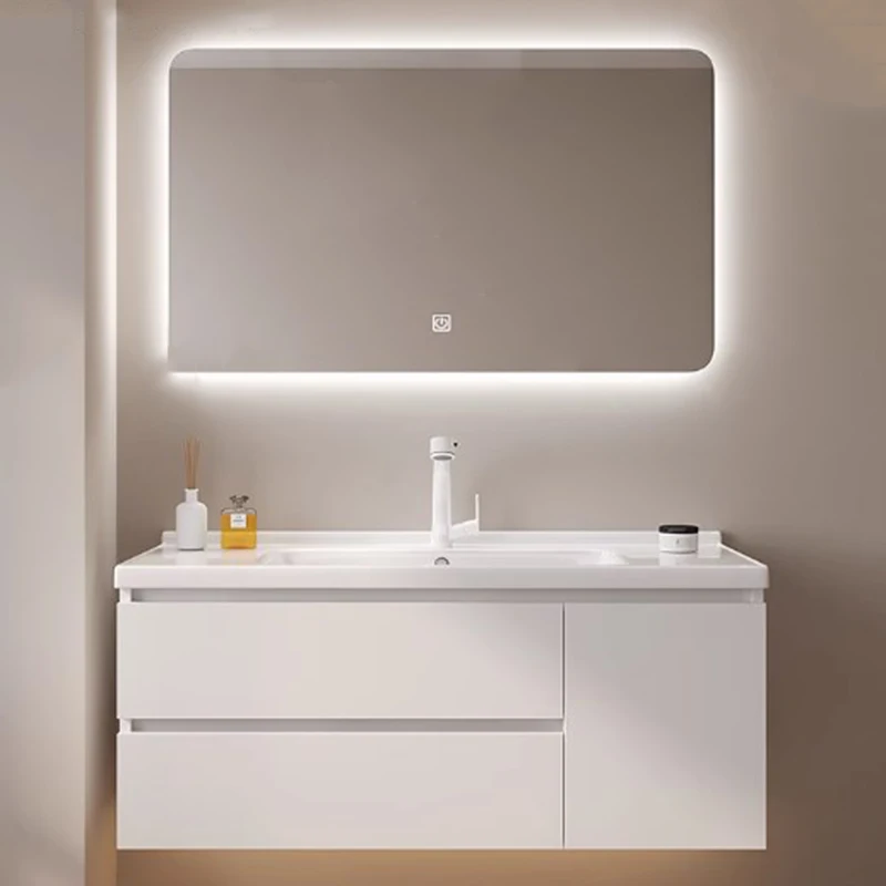 

Lighting Mirror Cabinet Modern Wall Mounted Drawers Organization Cabinet White Wooden Armoire Salle De Bain Storage Furniture