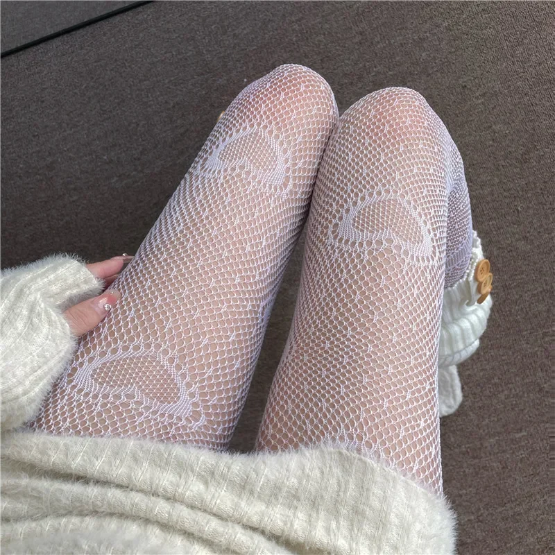 Sexy Hollowed Lace Mesh Stockings Bottomed Pantyhose Classic Lolita Fishnet Women Netting Gothic Punk Retro Spider Web Tights