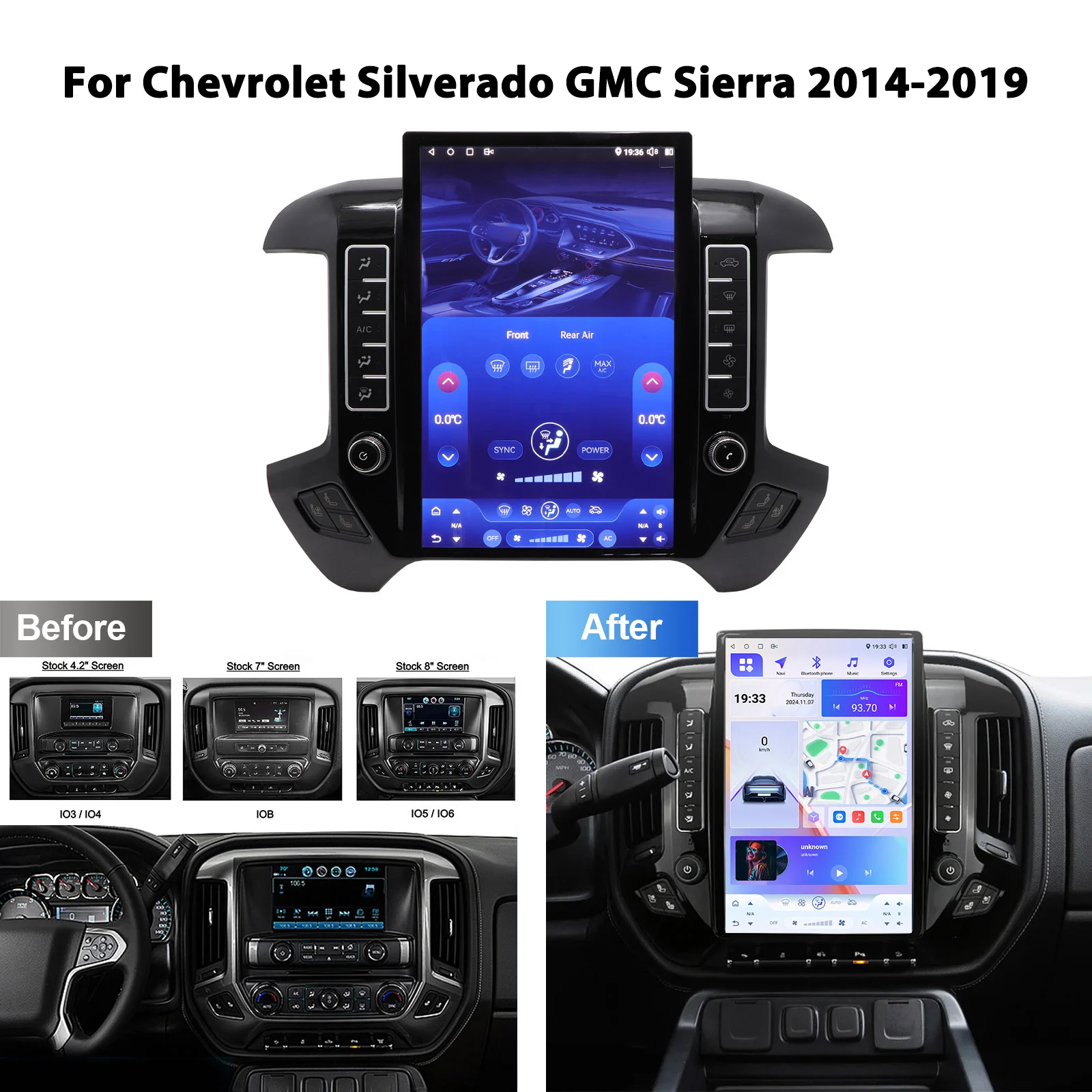Qualcomm 6125 Car Radio For Chevrolet Silverado GMC Sierra 2014-2018 14.5