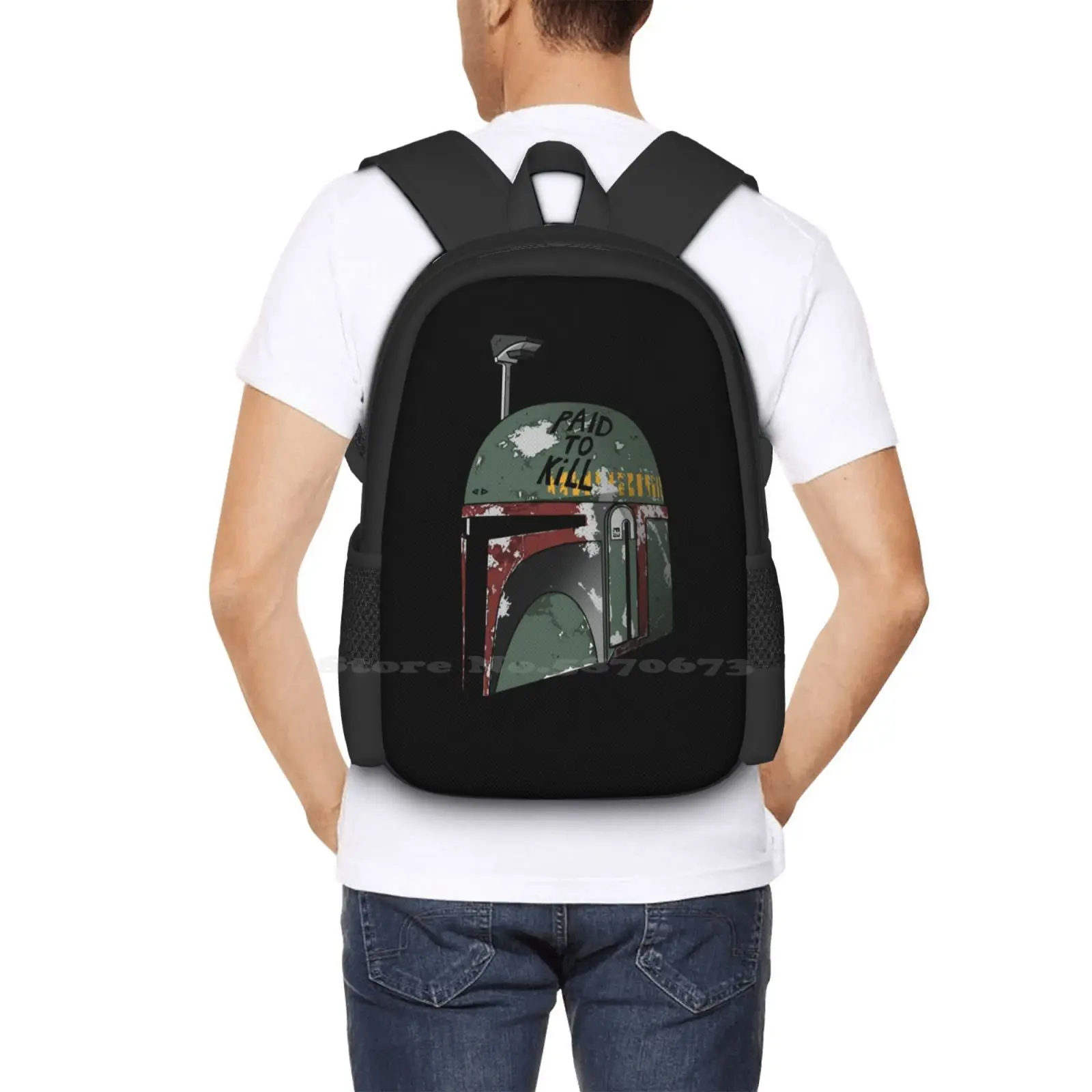 Paid To Kill Pattern Design Bag Student'S Backpack Sci Fi Cool Awesome Space Full Metal Jacket Boba