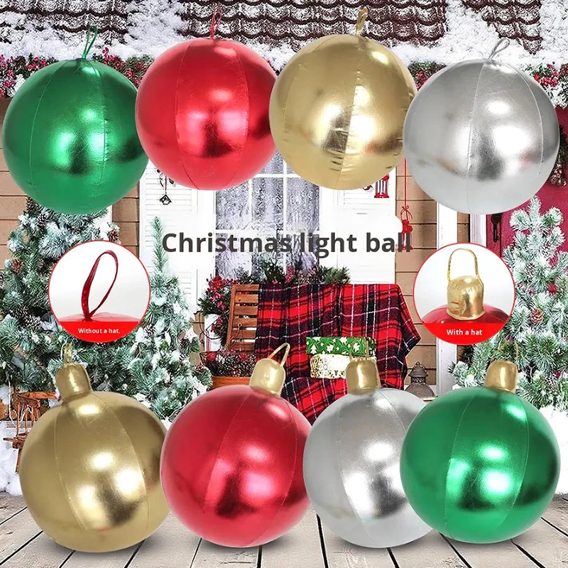 Aufblasbare Weihnachtskugel aus Metallgewebe, 8 Farben, für den Außenbereich, Hofdekoration, Festival, hängende Ornamente, Partyzubehör