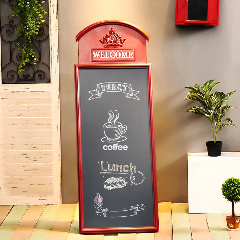 American vintage message board, iron blackboard, telephone booth, creative café decoration, wall-mounted display window,