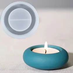 링 Tealight 거치대 실리콘 몰드 테이블 장식 크림 캔들 홀더, 콘크리트 몰드 라운드 스트라이프 에폭시 촛대 석고 몰드