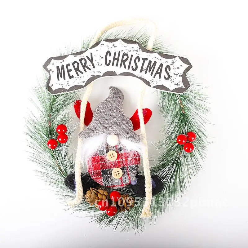 

Christmas Wreath 25CM Pine Needle Wreath Christmas Decoration Supplies Santa Claus Wreath