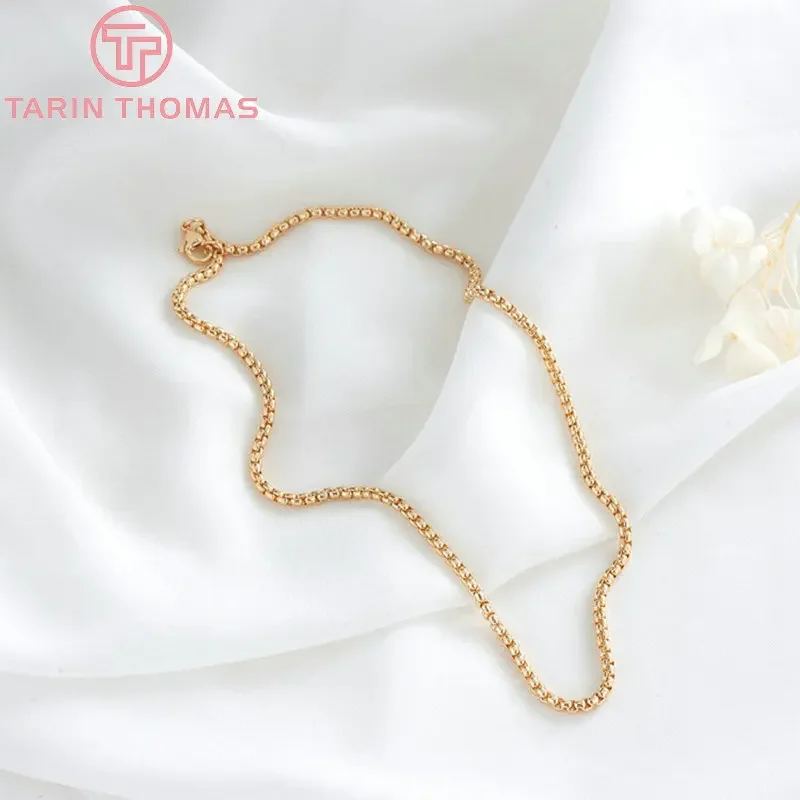 (6448) 1 Piece Length 43.5CM 24K Gold Color Brass Finished Chains Necklace Chains High Quality Jewelry Accessories Wholesale