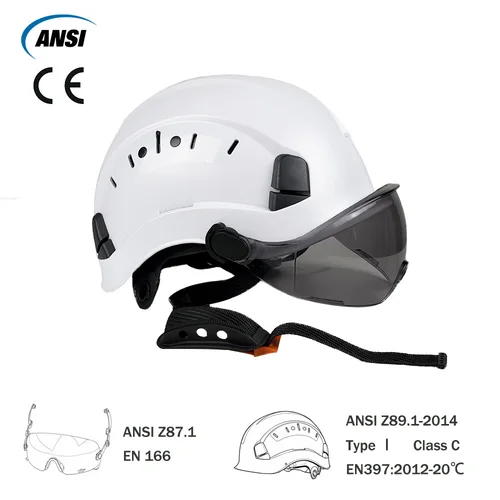 Imagen 2 del producto Casco de seguridad CE con visera integrada, casco duro ABS con visera, cascos de ventilación ajustables, protección para la cabeza de trabajo, gorra de ingeniero ANSI