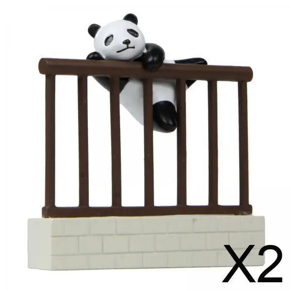 

2x Miniature Panda Fence for Dollhouse Gift And Handcrafting Use