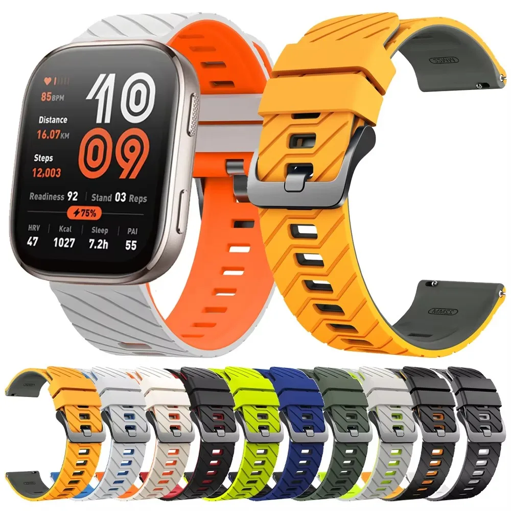 22mm Silicone Sports strap For Huami Amazfit BALANCE 2 For Amazfit Bip 6 5/GTR 4 3 Pro 2e/Stratos/Cheetah Pro Bracelet Correa