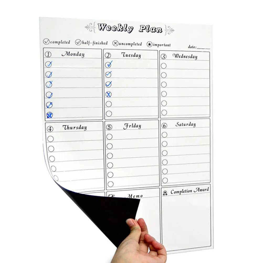 Magnetic Refrigerator Weekly Planner Dry Erase Whiteboard Schedule to-Do List Organizer 9 Grids Removable Reusable Planner Pet