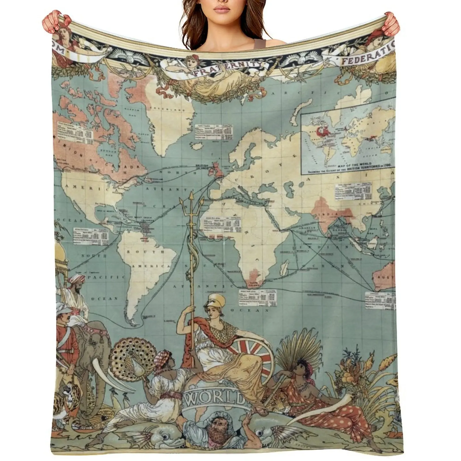 

British Empire Map | Traditional | World Throw Blanket Decorative Throw Kid'S Cute Plaid Loose Blankets