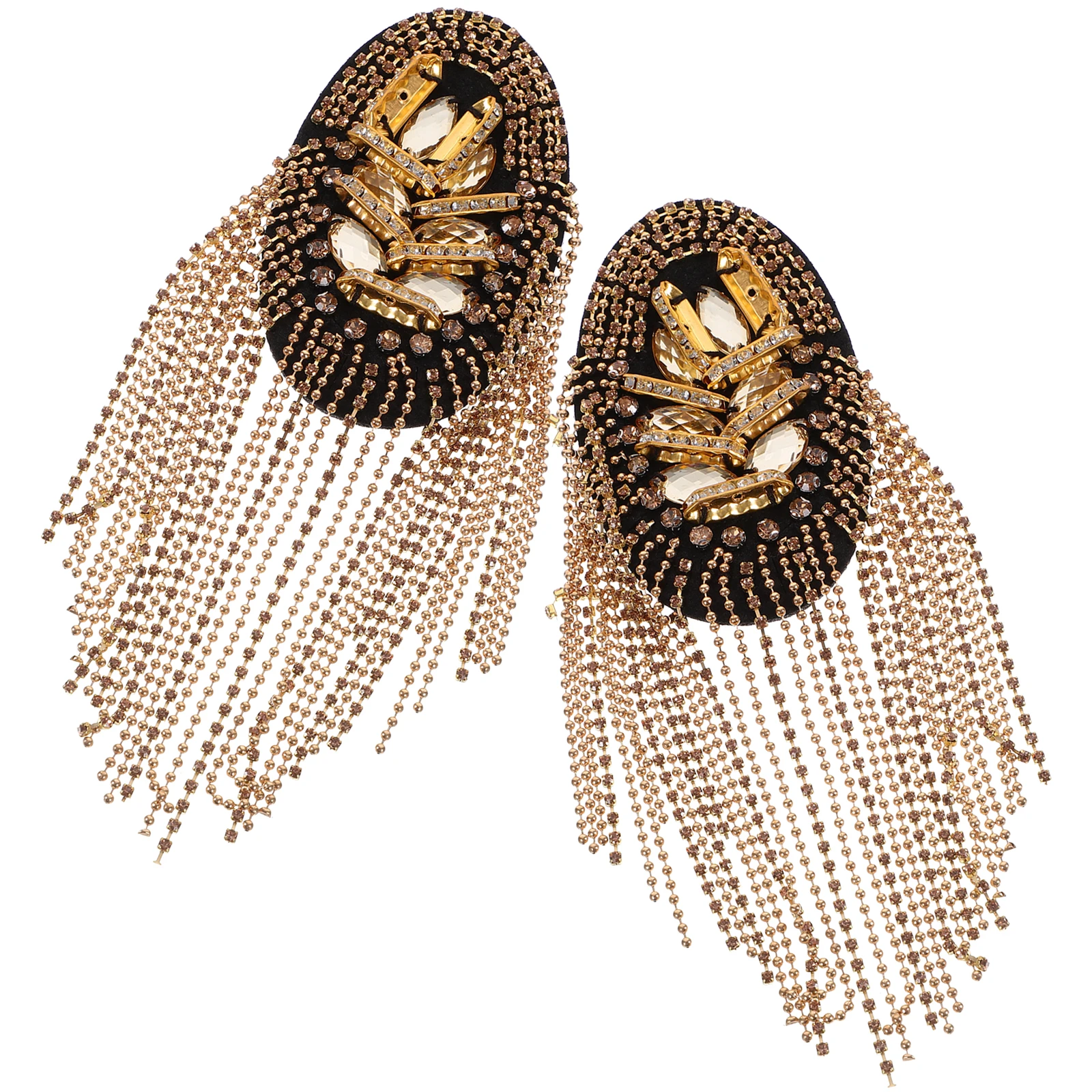 

Epaulets Cosplay Shoulder Pads Fringe Tassel Costumes Punk Boards Rhinestone Brooch Jewelry Tassels