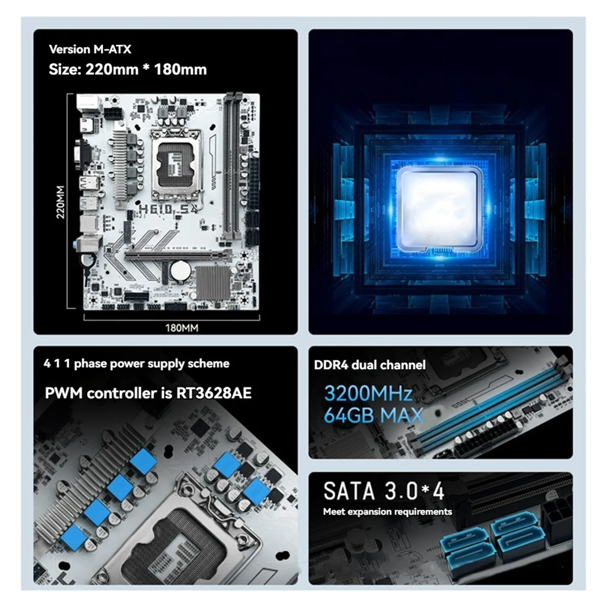 H610 S4 Motherboard LGA 1700 Support 12/13/14 Generation Desktop
