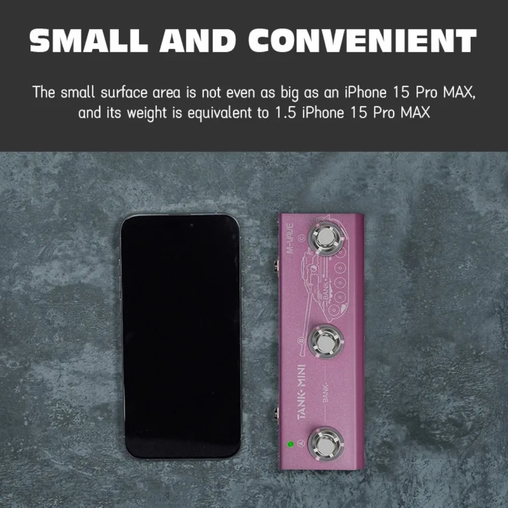 

M-VAVE Tank Mini Pink Multic Effect Guitar/ Bass Pedal Support IR and OTG Recording,Built-in Cab,Amp,Mod,FX,Reverb,Delay Effects