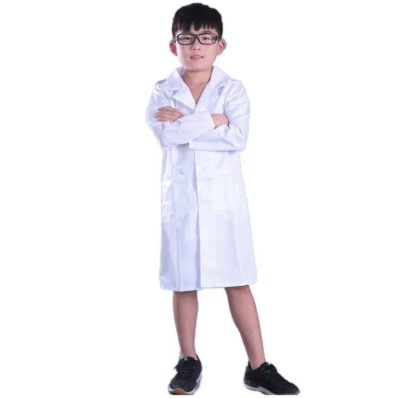 Children's Science Laboratory White Coats Easy Cleaning Doctor Nurse Cosplay Costume White Clothes For kids Playing House