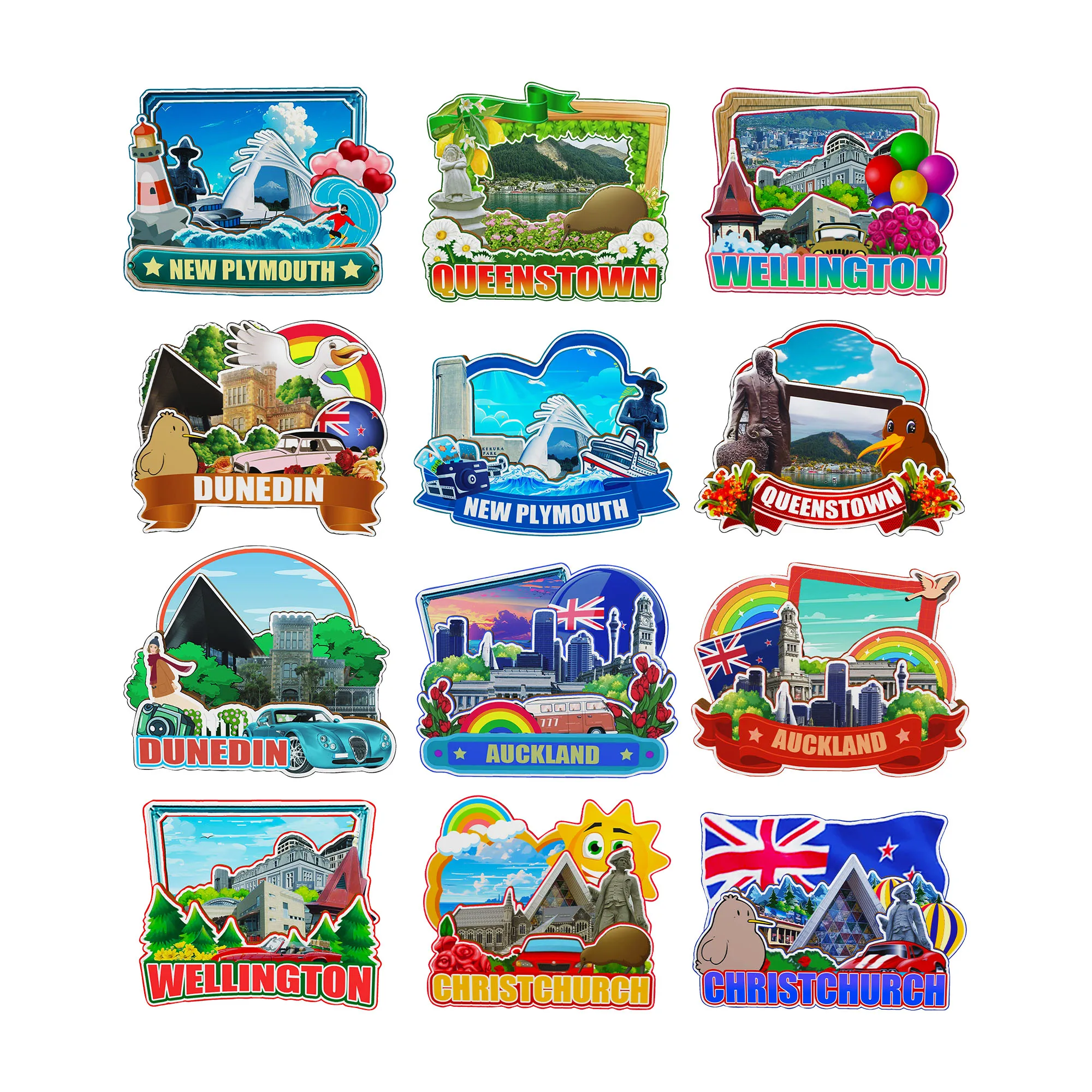 مغناطيس ديكور لـ Plymouth Dunedin Queenstown Wellington Christchurch Auckland New Zealand City Landmark Souvenir #1