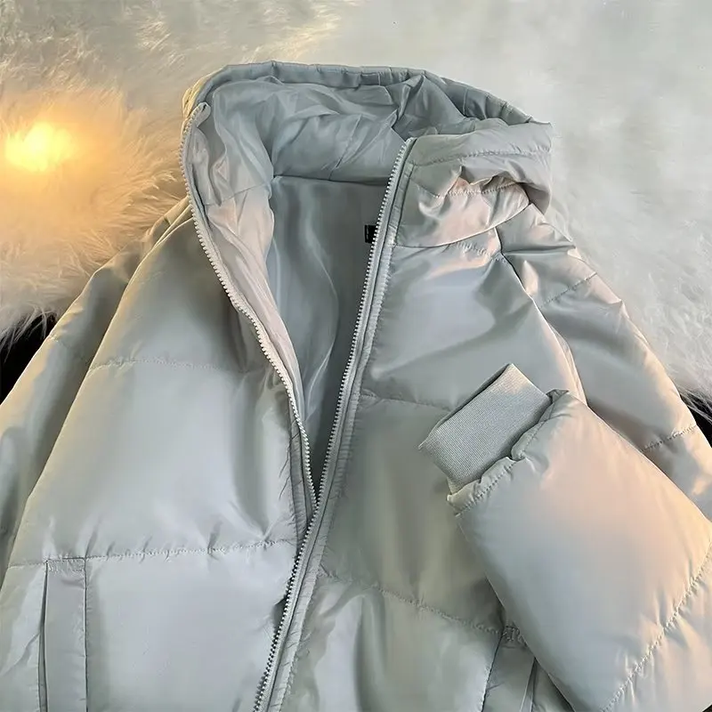 

Men's Hooded Cotton Jaet New Simple Pure Color Bread Sle Winter Cool Cotton Coat Ins Couple Cotton Padded Coat