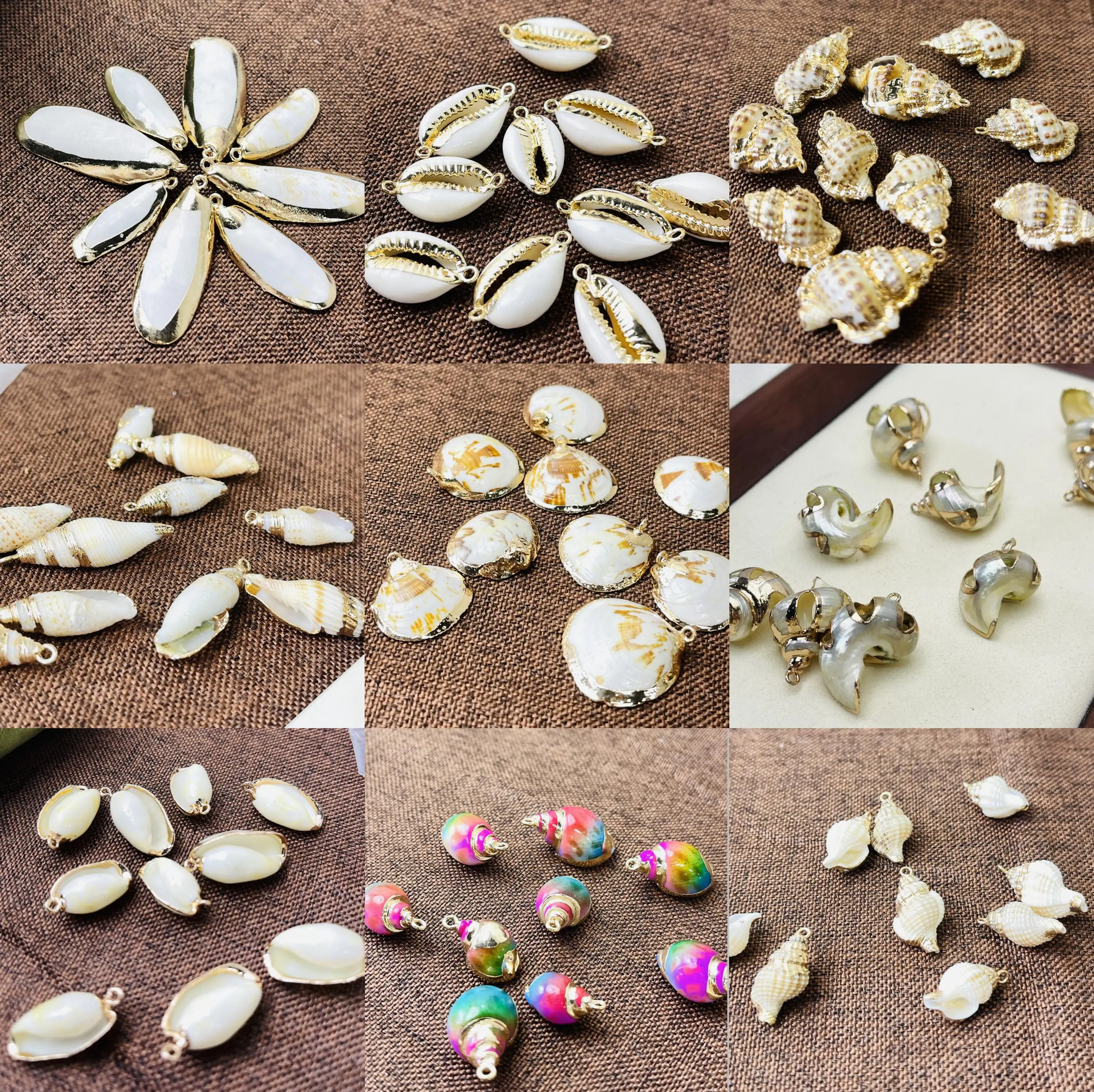 10pcs Natural Freshwater Shell Conch Pendant Multiple styles Shell Handicrafts Charms For Jewelry Making DIY Necklaces wholesale