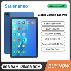 NUOVO 2023 4G Tab versione globale P40 Tablet da 10,1 pollici Tablet da 8 GB + 256 GB per l'apprendimento per tablet HD in aula online Android 11 8000 mAh