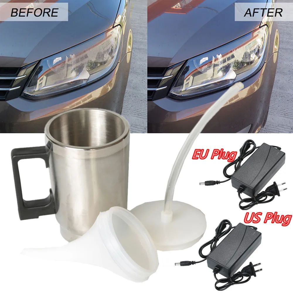 Car Headlight Restoration Kit, Lens Restoration, Polimento Cleaner, Ferramenta de limpeza, Fumigação, Aquecimento Cup Agent, Scratch Remover