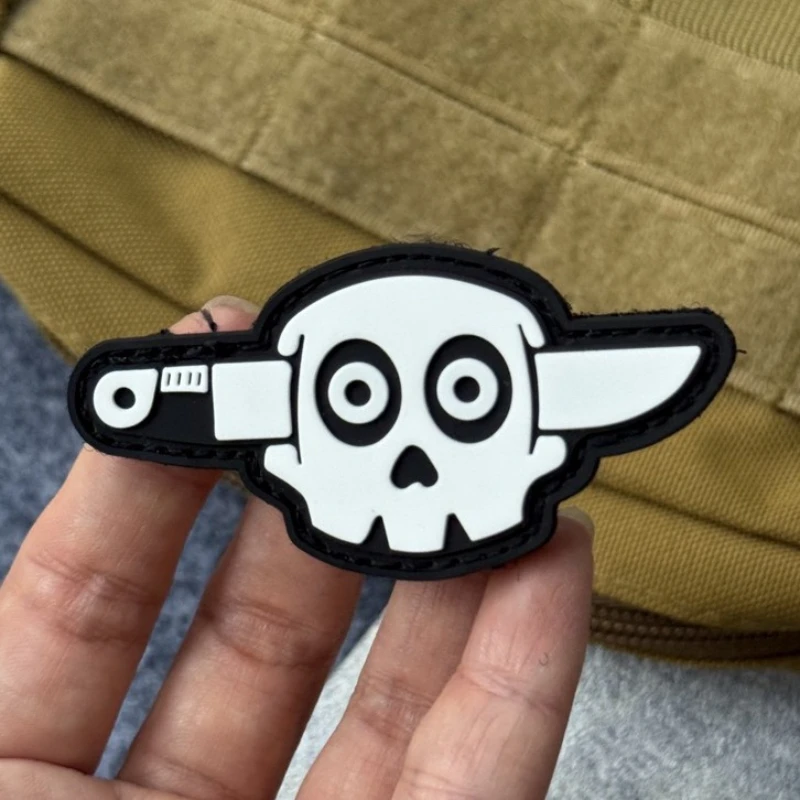 Parche táctico esqueleto Halloween PVC con velcro para mochila - imagen 3