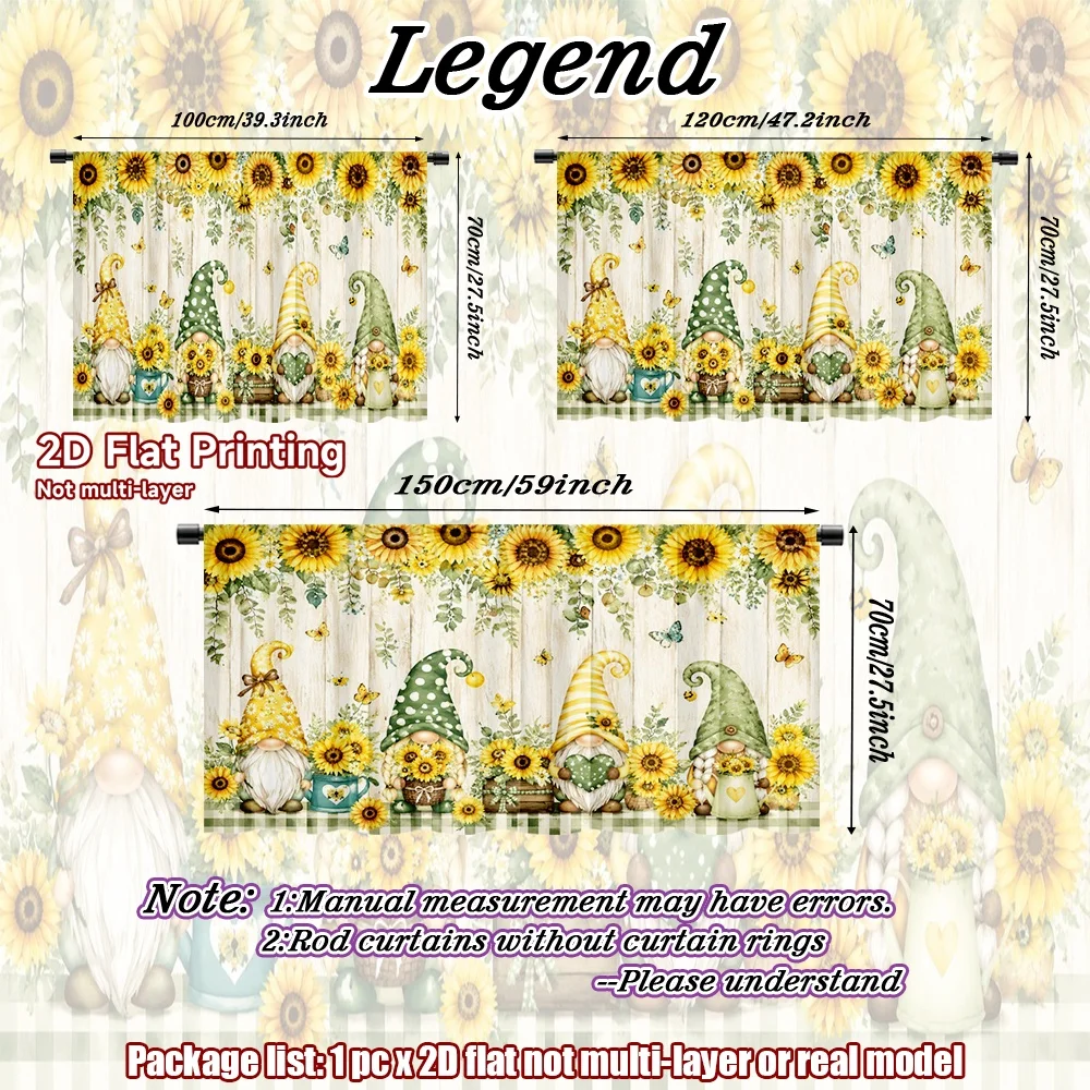 2D flat 1pc French romantic style Summer Sunflower Gnomes Digital printing Storage shelves for study and living room, modern and