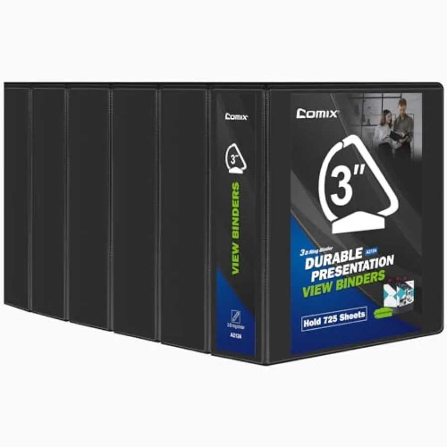 

Папка-регистратор Comix Durable с 3 кольцами, 3-дюймовые D-образные кольца, вмещает 725 листов бумаги формата US Letter