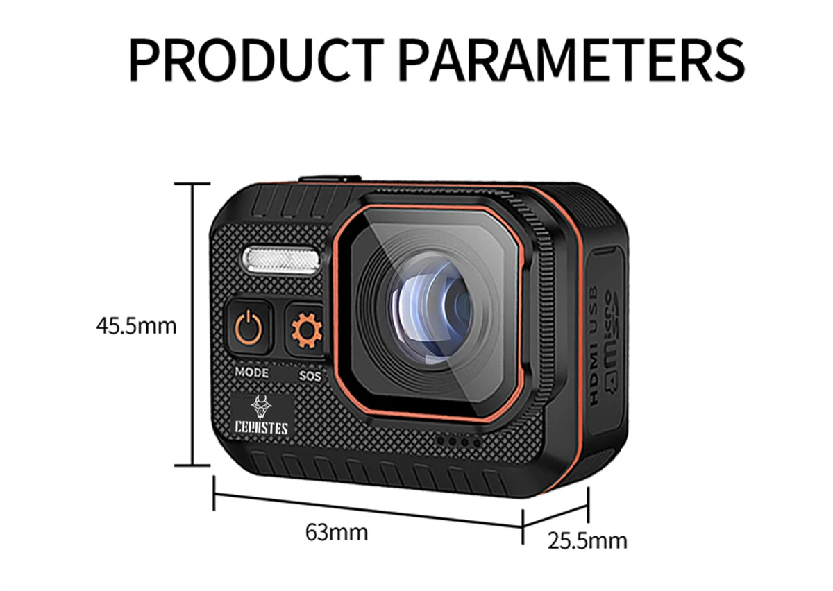 CERASTES Action Camera 4K60FPS With Remote Control Screen Waterproof Sport Camera drive recorder Sports Camera Helmet Action Cam