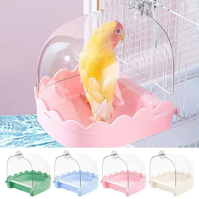 Cockatiel Bird Bath Bird Bath Bowl Multifunction Cleaning Pet Bird Cage Accessories Clear Bathtub For Birds Pet Hanging Feeder view 3