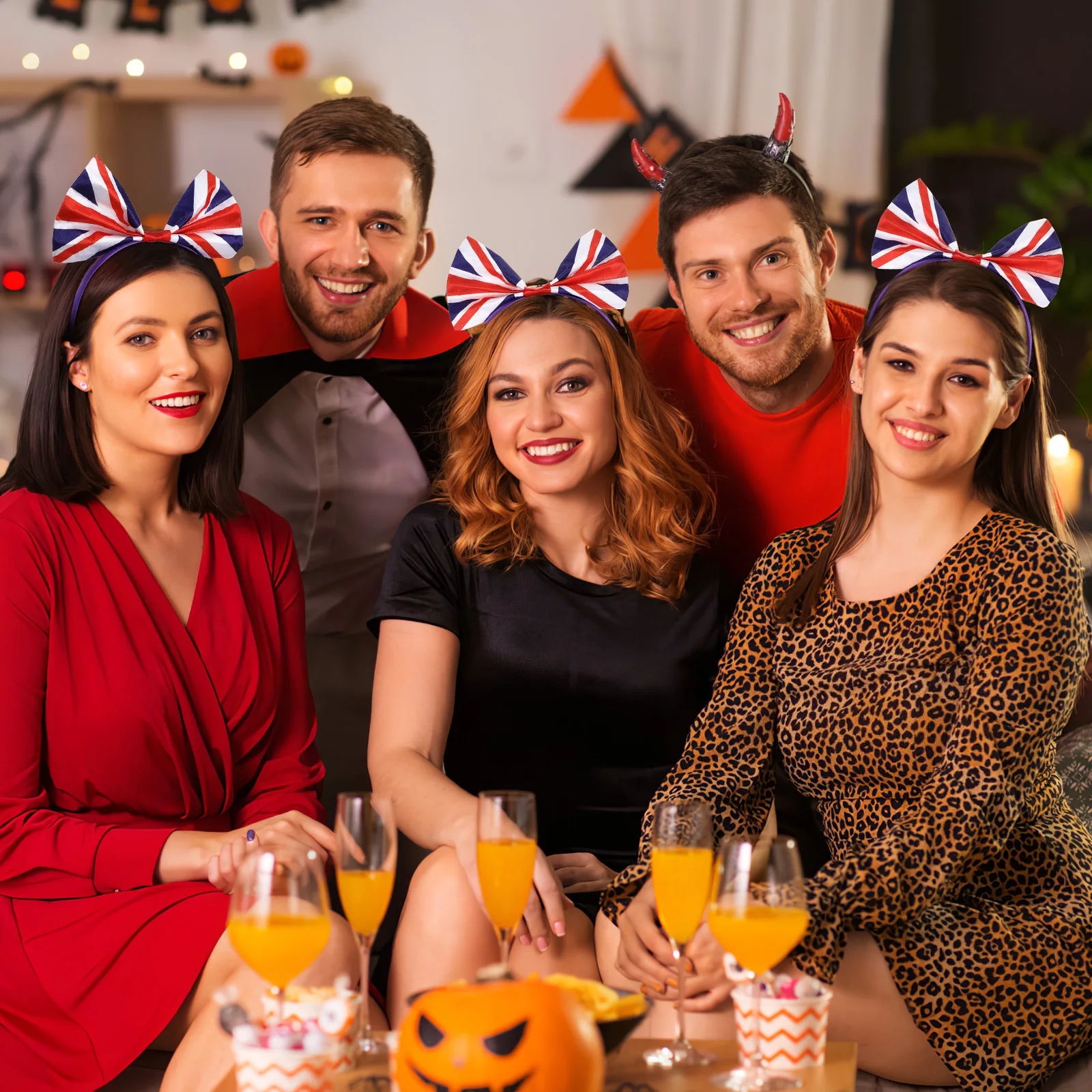 

British Flag Hair Hoop Bowknot Design Kids Adult Satin Wrapped Lightweight Comfortable Sports Birthday Party Accessories