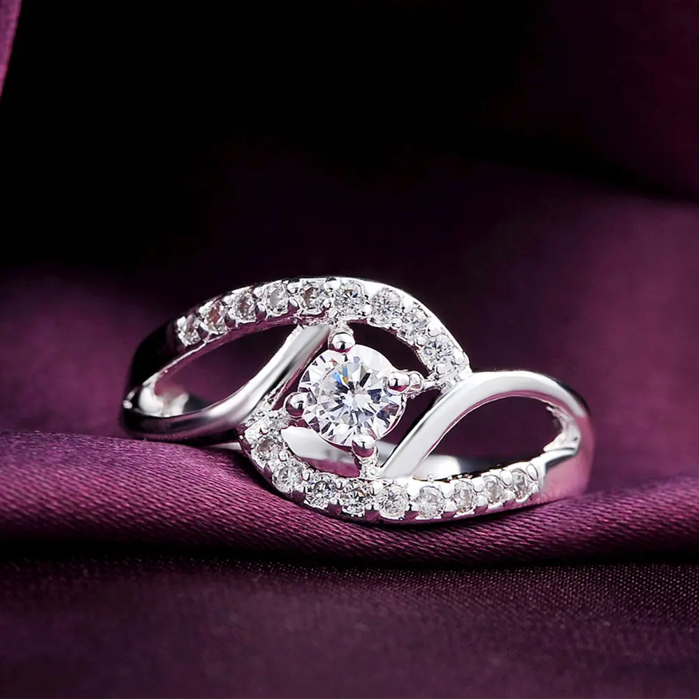New 925 Sterling Silver Zircon Diamond Ring for Women Shiny Wedding Party Gift Fine Jewelry Engagement Ring