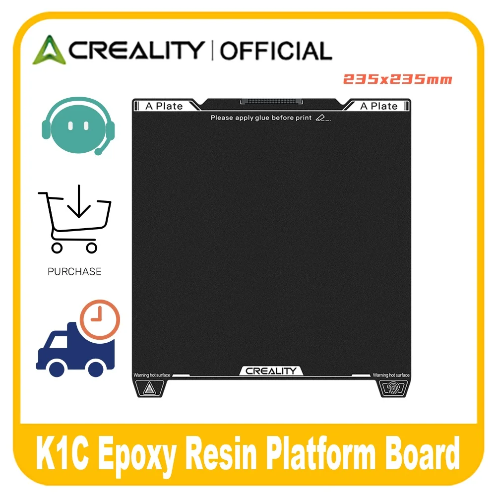 Creality Official K1C/K1 SE Build Plate, 235x235mm Epoxy Resin Surface Magnetic Flexible Spring Steel Bed Plate for K1C,K1 SE