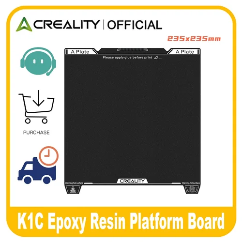 Placa de construcción Creality oficial K1C/K1 SE, superficie de resina epoxi de 235x235mm, placa de cama de acero con resorte Flexible magnética para K1C,K1 SE