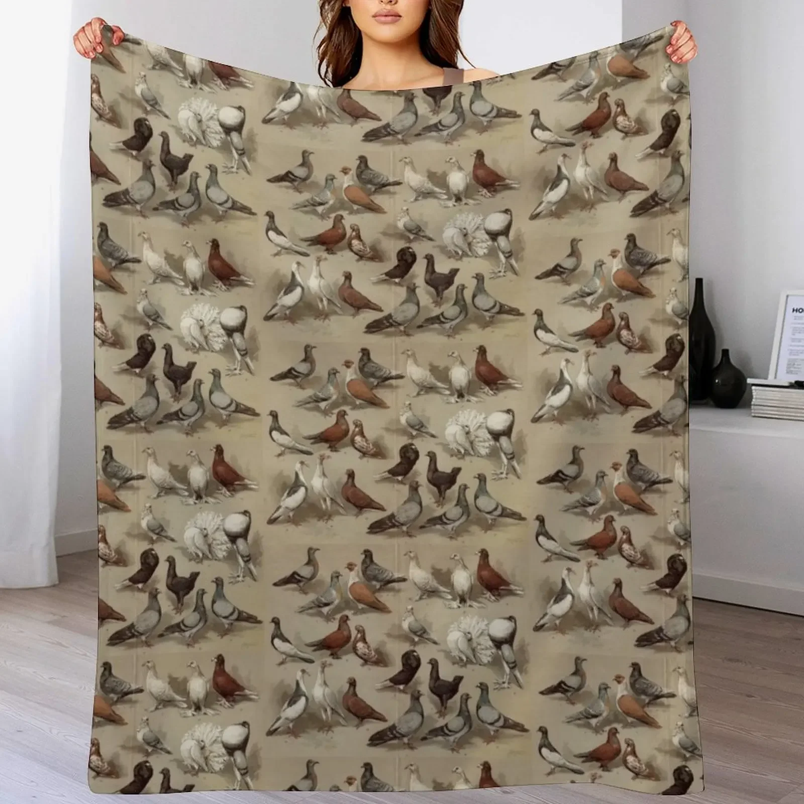 Pigeon Breeds Chart Throw Blanket Warm Comfortable Blanket for Office Napping