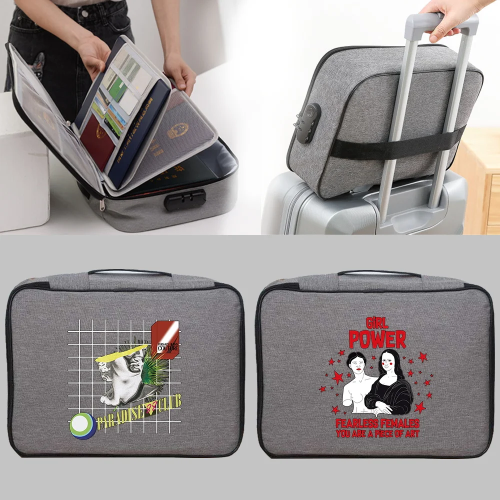 Document Storage Organizer Bag File Container Bills Folder Certificate Card Contract Pouch Ticket Sculpture Print Password Lock